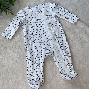 Bebe Baby White & Navy Heart Logo Footie 3-6M Perfect!
